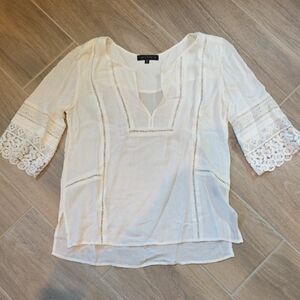 Sanctuary Cream Blouse with Lace Sleeves